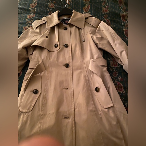 LONDON FOG beige 
TRENCH COAT WITH HOOD AND BELT/L - Picture 4 of 5